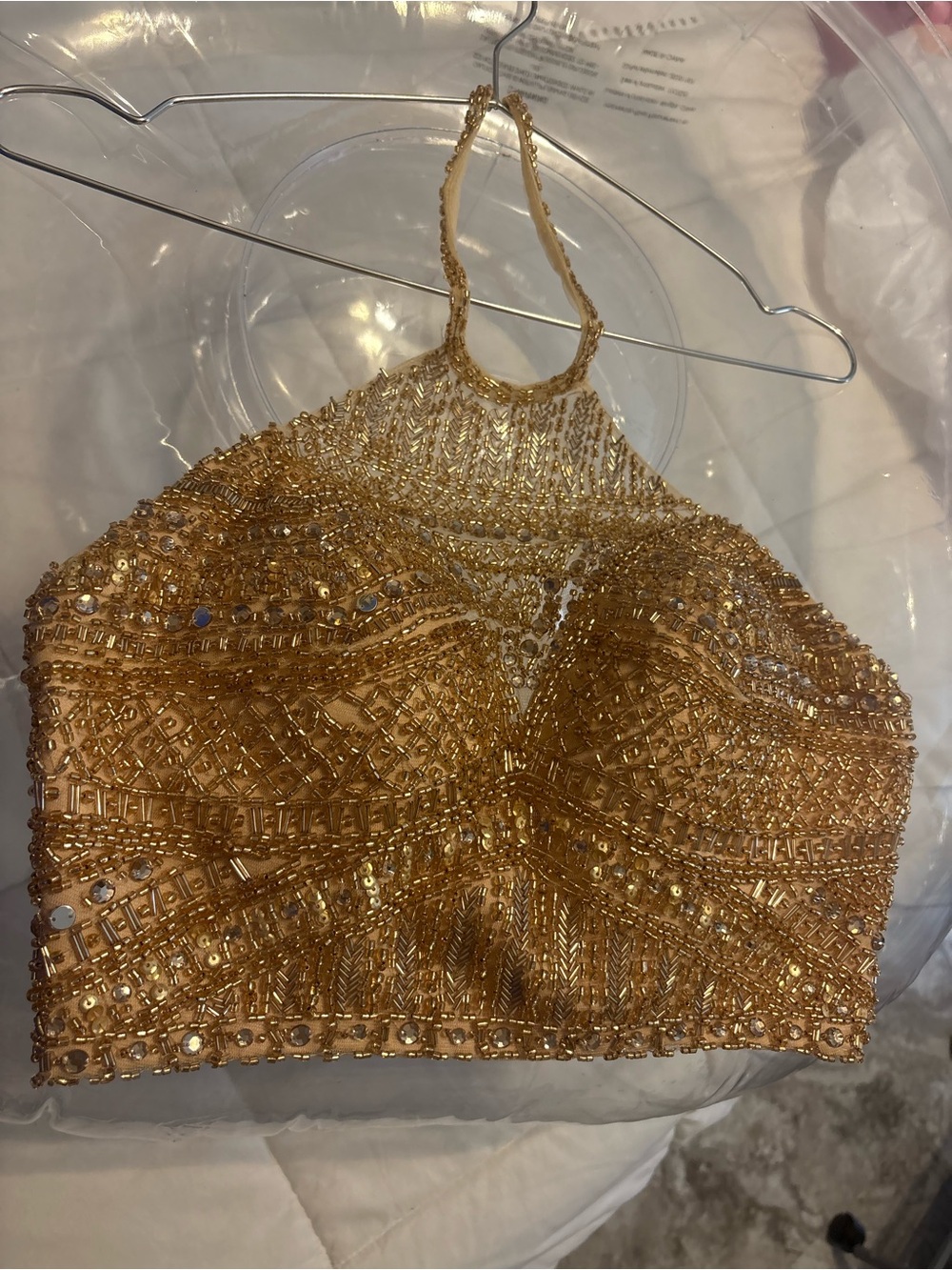 Rachel Allan Gold Beaded Two-Piece Evening Dress - Picture 5 of 7